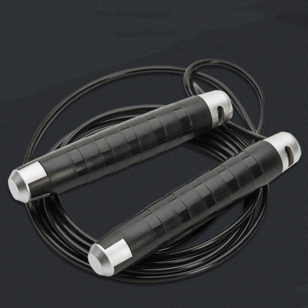 Jump Rope Speed Bearing - 黒色スチールケーブルジャンプロープ、ベアリングシステム搭載、人間工学に基づいたハンドル、ジムワークアウトフィットネス、スピードと敏捷性のためのスキッピングロープ