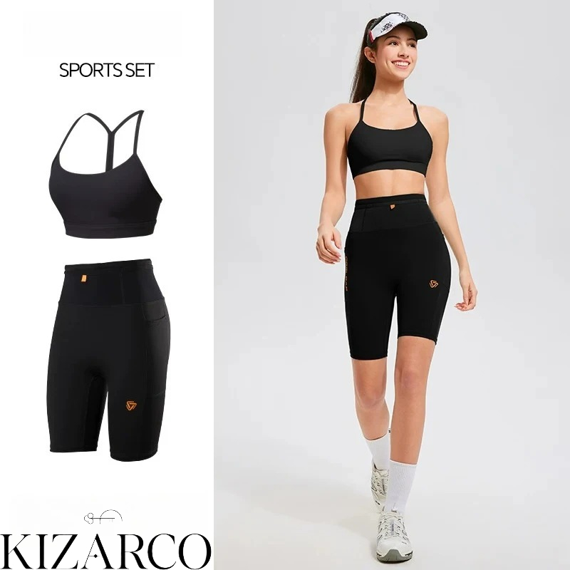 Crossfit Gym Gear - フィットネススーツ レディース クロスバック スポーツブラ ハイウエスト サイクリングショーツ