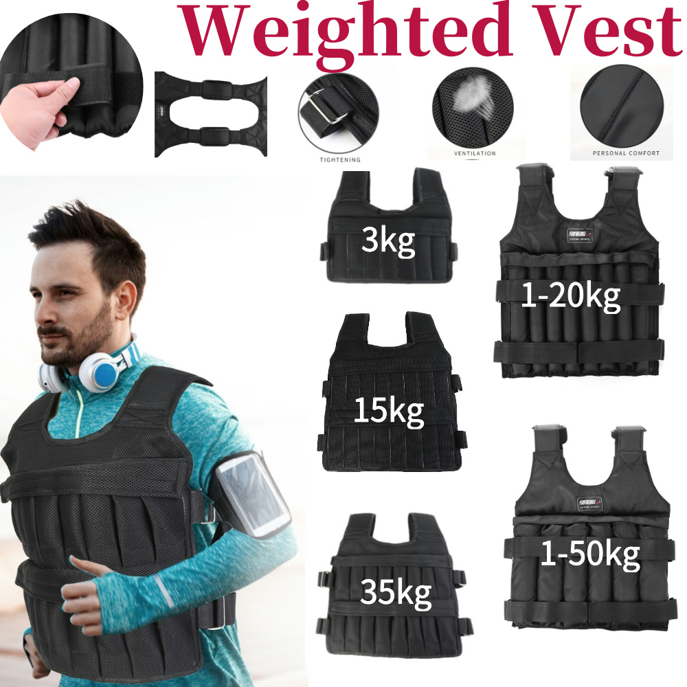 Crossfit Vest - 3/15/35kg ワークアウトウェイトジャケット 調節可能なエクササイズベスト ランニングトレーニング ワークアウト ジョギング