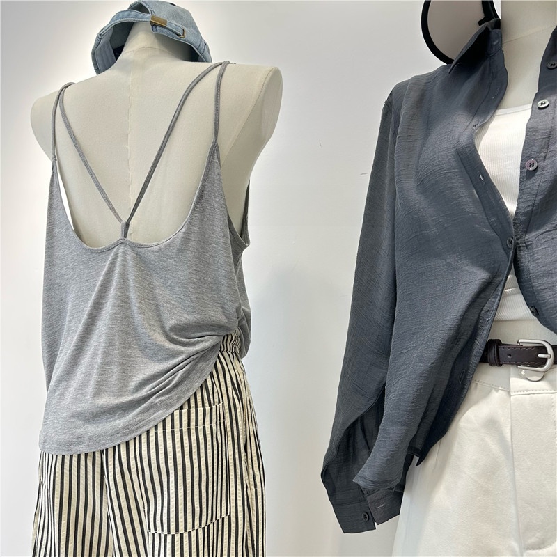 Crossfit Vest - スパイシーガールピュアディザイアクロスバックモーダルストラップベストルーズセクシーノースリーブトップ女性夏通勤スタイル韓国ルーズフィット